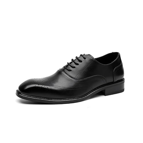 HOOENG Formelle Oxford-Schuhe for Herren, Schnürung, quadratische Zehenpartie, Brogue-Flügelspitzen, veganes Leder, rutschfeste Oxford-Schuhe mit Blockabsatz, niedrige Spitze, rutschfest (Color : Sch von HOOENG