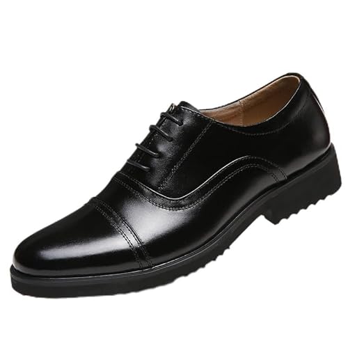 HOOENG Formelle Oxford-Schuhe for Herren, for Hineinschlüpfen, runde Zehenpartie, Lederkappe, Zehenbereich, rutschfest, Blockabsatz, rutschfest, rutschfeste Gummisohle for Gehen (Color : Schwarz, SI von HOOENG