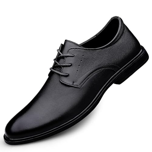 HOOENG Formelle Oxford-Schuhe for Herren, for Schnüren, runde brünierte Zehenpartie, Derby-Schuhe aus Kunstleder, Blockabsatz, niedrige Oberseite, Gummisohle, rutschfest, rutschfest(Color:Schwarz,Size von HOOENG