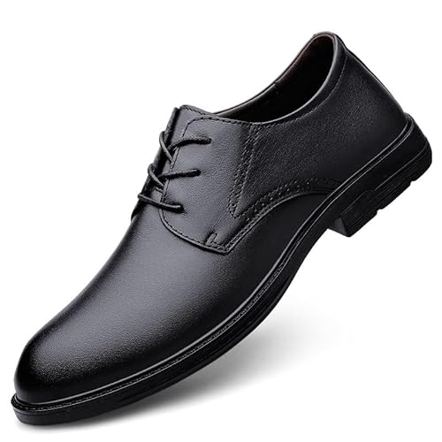 HOOENG Formelle Schuhe for Männer, for Schnüren, runde brünierte Zehenpartie, Leder-Derby-Schuhe, rutschfest, niedriger Blockabsatz, rutschfest, Abschlussball(Color:Schwarz,Size:41 EU) von HOOENG