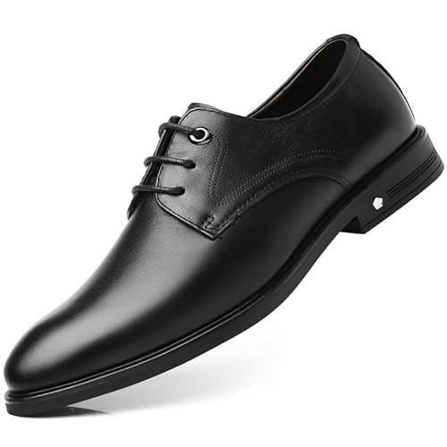 HOOENG Oxford-Schuhe for Herren, for Schnüren, runde Spitze, einfarbig, PU-Leder, Derby-Schuhe, rutschfest, Blockabsatz, rutschfest, Low-Top-Party (Color : Schwarz, Size : 38 EU) von HOOENG