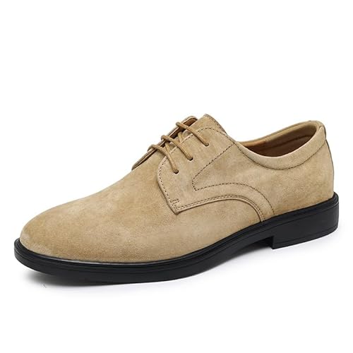 HOOENG Oxford-Schuhe for Herren, for Schnüren, runde Zehenpartie, veganes Leder, Derby-Schuhe, Gummisohle, niedrige Oberseite, rutschfest, rutschfest, Blockabsatz, klassisch (Color : Braun, Size : 3 von HOOENG