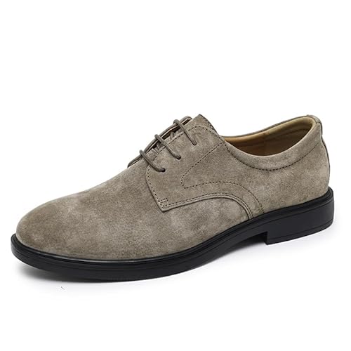 HOOENG Oxford-Schuhe for Herren, for Schnüren, runde Zehenpartie, veganes Leder, Derby-Schuhe, Gummisohle, niedrige Oberseite, rutschfest, rutschfest, Blockabsatz, klassisch (Color : Khaki, Size : 4 von HOOENG