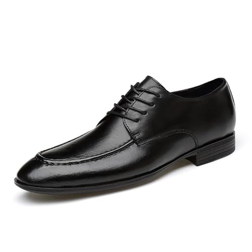 HOOENG Oxford-Schuhe for Herren, for Schnüren, spitz, brüniert, mit Schürze, Zehen, Leder, Derby-Schuhe, Gummisohle, rutschfest, rutschfest, Party (Color : Schwarz, Size : 35 EU) von HOOENG