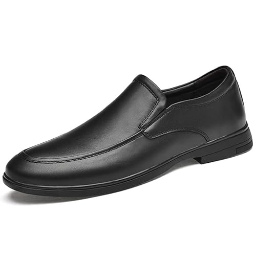 HOOENG Schuhe Kleid Oxford for Männer Slip-On Runde Zehen Vegane Lederschürze Zehenbeständig rutschfest rutschfest Low Top Gummisohle Outdoor (Color : Schwarz, Size : 40 EU) von HOOENG