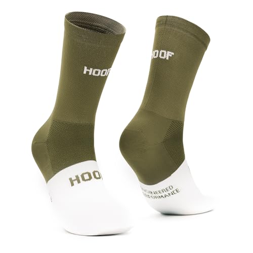 HOOF - Radsocken Unisex – Ultralight & Atmungsaktiv – Blasenvermeidend – Ideal für Rennrad & MTB – Technisches Vaporfeel-Gewebe - Summit Khaki Spin - Size 44-47 von HOOF