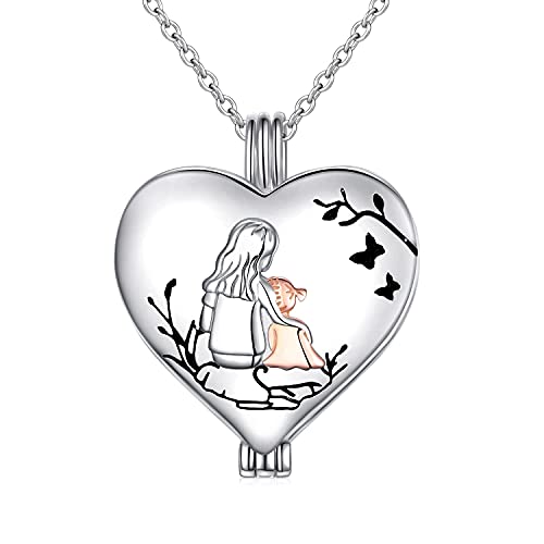 HOOHWE Foto Medaillon Anhänger mit bild 925 Sterling Silber Liebe Herz Halskette Mutter Tochter Andenken Halten Bilder Medaillon Kette erinnerung Geschenke für Damen Mother 's day von HOOHWE