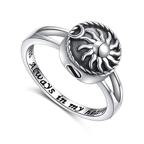 Einäscherung Schmuck S925 Sterling Silber Asche Ring Urne Ringe für Asche Feuerbestattung Memorial Urnen Schmuck Andenken für Damen 54 (17.2) von HOOHWE