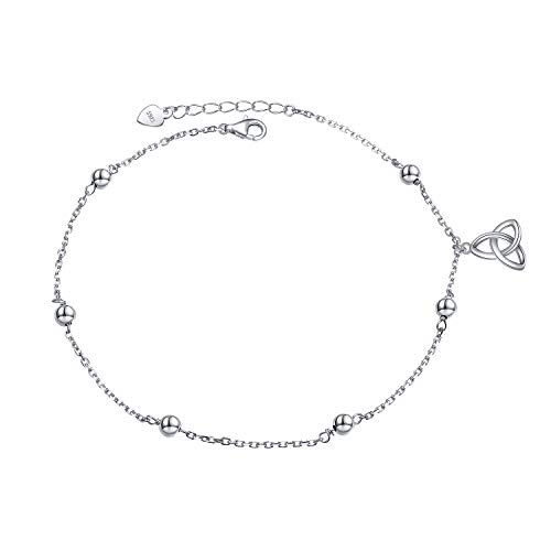 HOOHWE Fußkettchen für Frauen S925 Sterling Silber Einstellbare Fußkette Fußkettchen Fußkettchen Schmuck Keltische Knoten Geschenke von HOOHWE