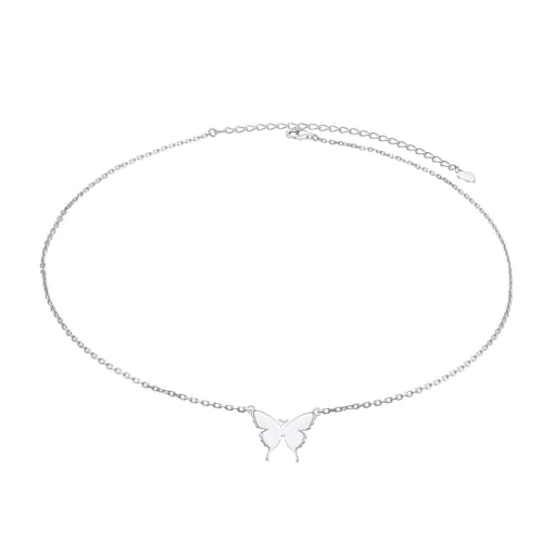 HOOHWE 925 Sterling Silber zierliche Schmetterling Choker Halskette für Frauen Schmuck Geburtstag Weihnachten von HOOHWE