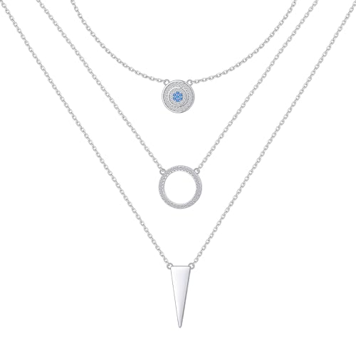 HOOHWE Damen Sterling Silber geschichtete Halskette für Frauen Mädchen mit CZ Stein bösen Blick Schmuck Geschenk HOOHWE Damen Sterling Silber geschichtete Halskette für Frauen Mädchen mit CZ Stein bösen Blick Schmuck Geschenk von HOOHWE