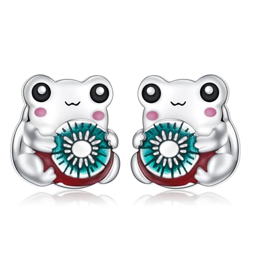 HOOHWE Frosch Ohrringe 925 Sterling Silber Frosch Ohrstecker für Mädchen Hypoallergen Tier Ohrringe Schmuck Geschenke für Damen Kinder von HOOHWE