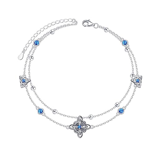 HOOHWE Fußkettchen für Frauen für Frauen 925 Sterling Silber Keltische Trinity Knoten Knöchelarmband Verstellbare zierliche Strand Fuß Kette Jewerlry Geschenke für Mädchen von HOOHWE