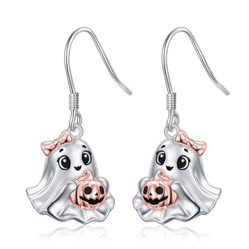 HOOHWE Geist Ohrringe Halloween Dangle Drop Ohrring S925 Sterling Silber niedliche Halloween Ohrringe Geist Schmuck Geschenke für Frauen von HOOHWE