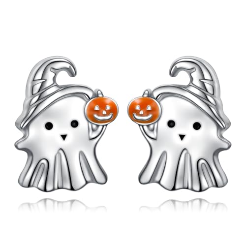 HOOHWE Halloween Ghost Ohrringe für Frauen 925 Sterling Silber Kürbis Stud Ohrringe gotische Punk Schmuck Charms niedliche gotische Geschenke von HOOHWE