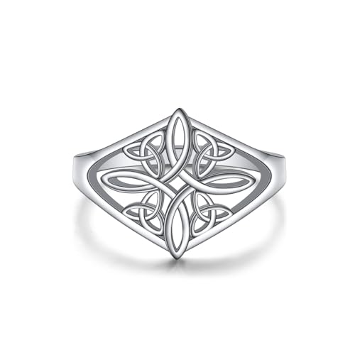 HOOHWE Hexen Knoten Ring 925 Sterling Silber Ring Keltischer Knoten Hochpolnischer Anlauf Beständige Ewigkeit Hochzeitsband Stapelbare Ring Irische Schmuck Geschenke für Frauen Größe 57 von HOOHWE