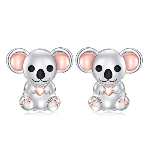 HOOHWE Koala Ohrringe 925 Sterling Silber Koala Ohrstecker für Mädchen Hypoallergen Tier Ohrringe Schmuck Geschenke für Damen Kinder von HOOHWE