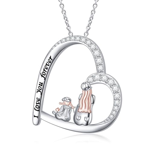 HOOHWE Mutter Tochter Halskette 925 Sterling Silber Herz Anhänger Kette Weihnachten Geburtstag Schmuck Geschenke für Mama von HOOHWE
