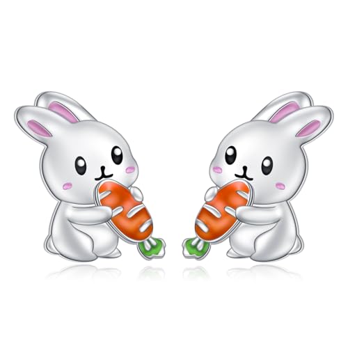 HOOHWE Ostern Hase Ohrringe für Frauen 925 Sterling Silber Kaninchen Ohrstecker Hypoallergene Tier Schmuck Oster Geschenke für Damen Mädchen von HOOHWE