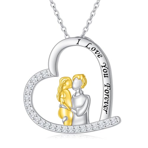 HOOHWE Papa Tochter Kette 925 Sterling Silber Vater Tochter Liebe Herz Anhänger an meine Tochter Halskette Beste Papa Schmuck Geschenke für Damen Herren Mädchen von HOOHWE