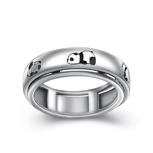 HOOHWE Spinner Ringe für Angst, S925 Sterling Silber Fidget Angst Sorge Entlastung Langeweile ADHD Autismus Band Ringe für Teen Mädchen Größe 54(17.3) von HOOHWE