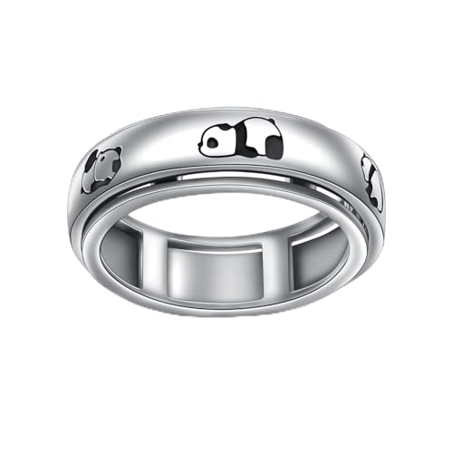 HOOHWE Spinner Ringe für Angst, S925 Sterling Silber Fidget Angst Sorge Entlastung Langeweile ADHD Autismus Band Ringe für Teen Mädchen Größe 57(18.1) von HOOHWE