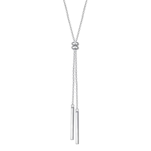 HOOHWE Sterling Silber lange Halskette für Damen Geschichtet Halsketten Quaste Silber Bar Halskette Y Clavicle kette für Frauen Damen Schmuck von HOOHWE