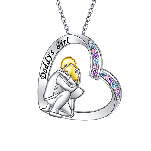 HOOHWE Vater Tochter Halsketten 925 Sterling Silber Väter und Töchter Anhänger Kette Liebe Herz Schmuck Geschenke für Damen Mädchen von HOOHWE
