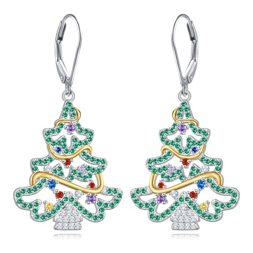 HOOHWE Weihnachtsohrringe Weihnachtsbaum Ohrringe für Frauen Dangle Leverback Winter Weihnachten Schmuck für Frauen von HOOHWE