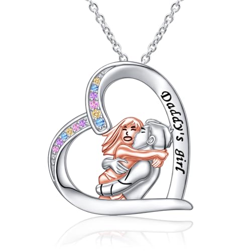 HOOHWE an Meine Tochter Kette 925 Sterling Silber Vater Tochter Herz Anhänger Papa Tochter Halskette Schmuck Geschenke für Damen Mädchen von HOOHWE