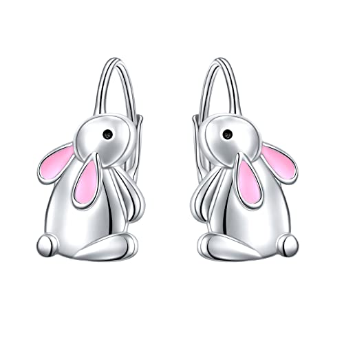Kinder Ohrringe Silber 925 Mädchen Hasen Ohrringe für Damen Rosa Osterhase Ohrringe Ostern geschenk Bunny Rabbit Earrings von HOOHWE
