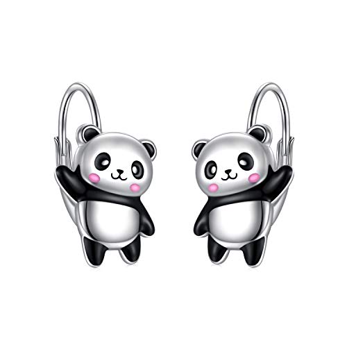 Panda Ohrringe Silber 925 Frauen Ohrringe Leverback Ohrringe Hypoallergene Tier Ohrringe Schmuck Geschenke für Frauen Mädchen von HOOHWE