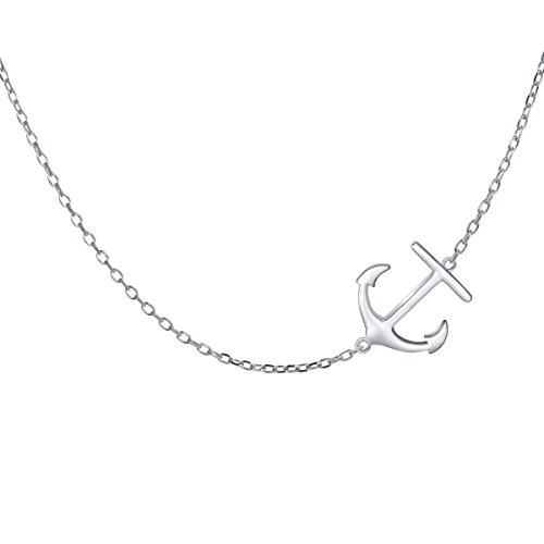 HOOHWE S925 Sterling Silber Anker Choker Halskette Damen Zierliche Seitlich Anker Anhänger Nautischer Schmuck Dünne Kette für Frauen von HOOHWE