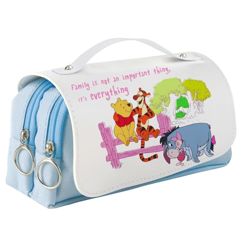HOOKTA Pooh Federmäppchen mit Reißverschluss Glattes Federmäppchen mit Großer Kapazität und Griff Federmäppchen für Stifteetui für Schule, Büro und Reise, Geschenk (Familie) von HOOKTA