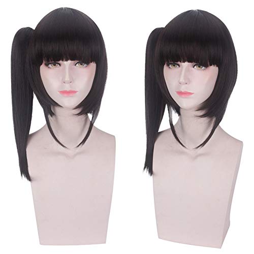HOOLAZA Black Short Straight mit einer Pferdeschwanzperücke 30cm Kimetsu No Yaiba Tsuyuri Kanawo Cosplay Perücke von HOOLAZA