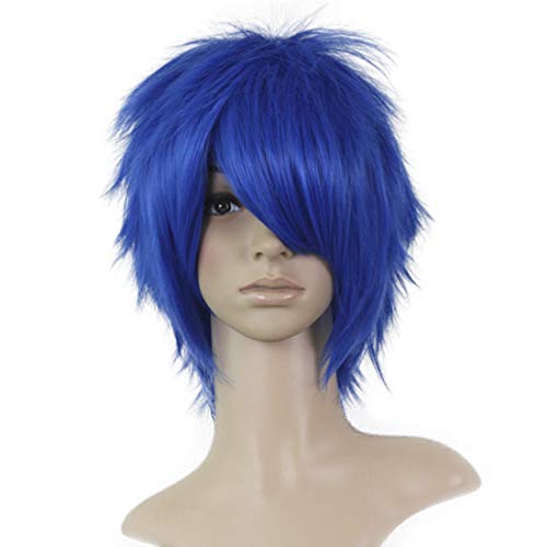 HOOLAZA Blaue Kurze Leichte Flauschige Cosplay Perücke Vocaloid Kaito Ikkitousen Cosplay Perücke(EINWEG) von HOOLAZA