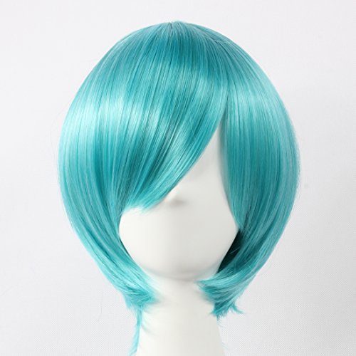 HOOLAZA Blaue kurze gerade Perücke für die Halloween- oder Cosplay-Party(EINWEG) von HOOLAZA