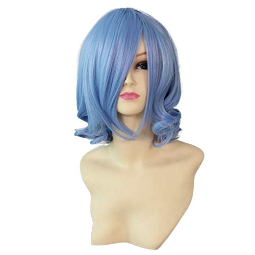 HOOLAZA Blaue mittlere lockige gewellte Cosplay Perücke Missy Leimiliya Touhou Project Perücke(EINWEG) von HOOLAZA