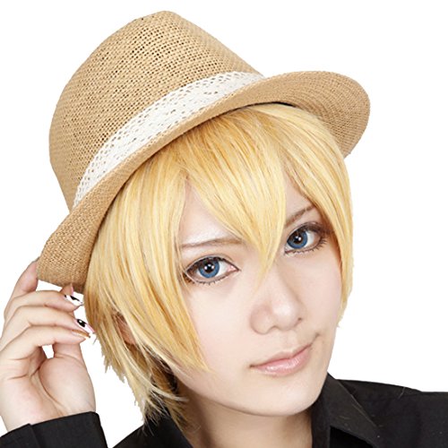 HOOLAZA Blonde Kurze Gerade Cosplay Perücke Seine Königliche Hoheit Prince Song Perücke Kurusu Sho Gold Perücke(EINWEG) von HOOLAZA