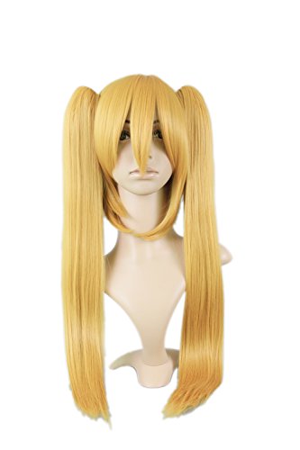 HOOLAZA Blonde Lange, Gerade Pony mit 2 Pferdeschwänzen Cosplay Perücke Mehrzweck Lolita Cosplay Perücke(EINWEG) von HOOLAZA