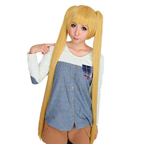 HOOLAZA Blonde Lange Gerade Bangss mit 2 Pferdeschwänzen Cosplay Perücke Vocaloid Hatsune Miku Cosplay Perücke(EINWEG) von HOOLAZA