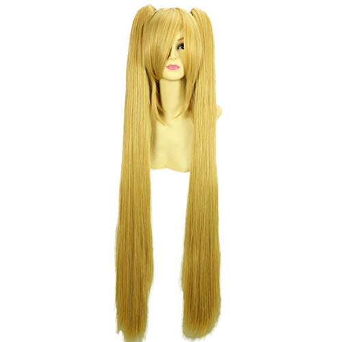 HOOLAZA Blonde Lange Gerade Fransen mit 2 Pferdeschwänzen Cosplay Perücke Vocaloid Hatsune Miku Cosplay Perücke(EINWEG) von HOOLAZA