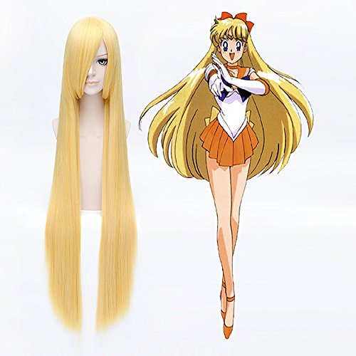 HOOLAZA Blonde Lange Gerade Perücke 100cm Anarchie Panty Cosplay Perücke(EINWEG) von HOOLAZA