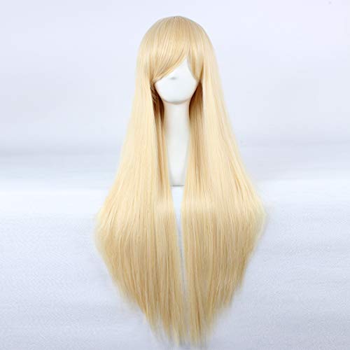 HOOLAZA Blonde Lange Gerade Perücke Chobits Chi Vampir Ritter Agatsuma Soub Hirako Shinji Bleach Ilforte Grantz Xie Seidenturm und Schwestern für die Halloween Party Cosplay Perücken(EINWEG) von HOOLAZA