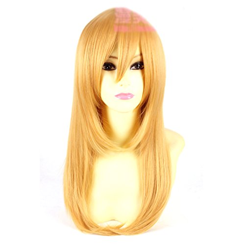 HOOLAZA Blonde Lange Gerade mit Pony Cosplay Perücke Ansturm Riese Christa Lance Perücke(EINWEG) von HOOLAZA