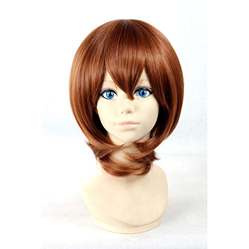 HOOLAZA Brown Medium Leicht lockige Perücke Pupa Hasegawa Yume für die Halloween Party Cosplay Perücken(EINWEG) von HOOLAZA