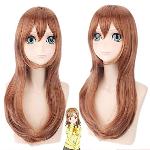 HOOLAZA Dark Golden Lange Gerade Pony Perücke 55 Cm Lovelive Sunshine Kunikida Hanamaru Cosplay Perücke von HOOLAZA