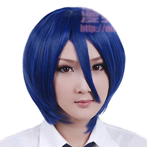 HOOLAZA Dunkelblaue Kurze Gerade Bangss Cosplay Perücke 30 Cm Eine andere Kazami Tomohiko Cosplay Perücke(EINWEG) von HOOLAZA