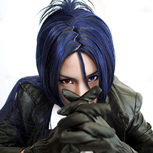 HOOLAZA Dunkelblaue Kurze Gerade Cosplay Perücke Hitman Reborn Rokudou Mukuro Nach 10 Jahren Haarschwanz Cosplay Perücke(EINWEG) von HOOLAZA