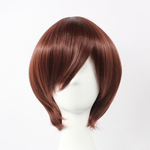HOOLAZA Dunkelbraune Kurze Gerade Perücke Jianshibingwei Fujioka Haruhi Akira Kamio Yoshino Chiaki Kasutoru Castor Roderich Edelstein für die Halloween Party Cosplay Perücken(EINWEG) von HOOLAZA